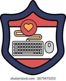 Ein Schild mit Tastatur und Maus darauf. Die Tastatur ist schwarz und die Maus ist weiß