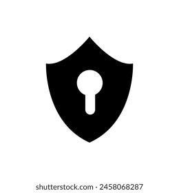 shield and keyhole icon. simple black shield and keyhole icon illustration on white background..eps