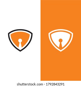 Shield With Keyhole Inside Logo Vector Icon Illustration