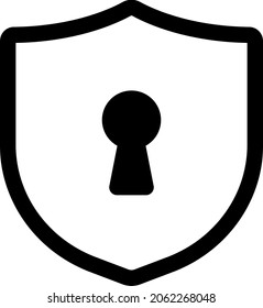 Shield with keyhole isolated vector icon.