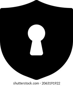 Shield with keyhole isolated vector icon.