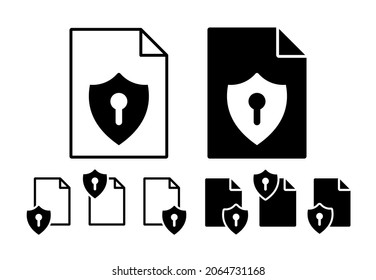 Shield and keyhole vector icon in file set illustration for ui and ux, website or mobile application