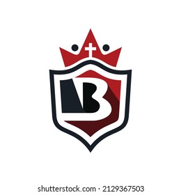shield king illustration logo design with letter R