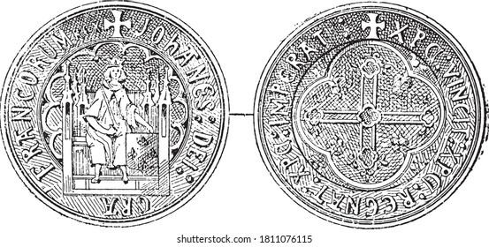Escudo del Rey Juan (siglo XIV), del Diccionario de Palabra y Cosas, 1888.