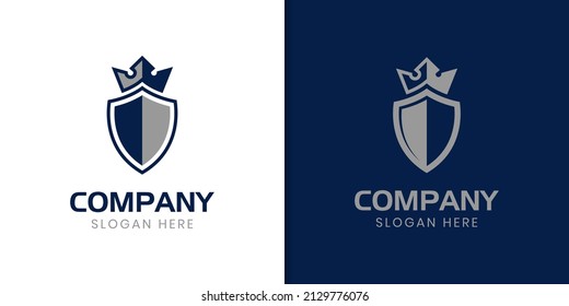 shield king logo with crown elements for royal brand icon vector identity symbol