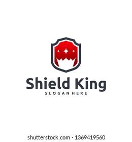 Shield King logo designs concept vector, Shield and Crown logo designs symbol