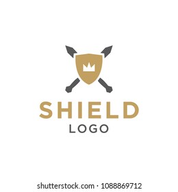 shield kingdom crown logo icon vector template