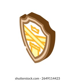 escudo reino medieval heráldica isométrica ícone vetor. escudo reino medieval heráldica sinal. isolado símbolo ilustração