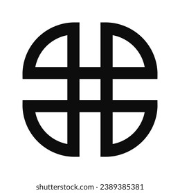 Shield knot symbol isolated on white background - Vector flat style symbolic tattoo illustration 