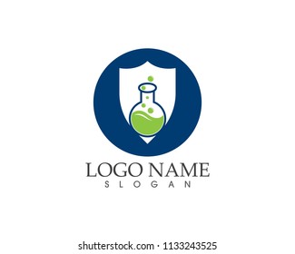 Shield lab health logo vector template