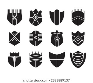 shield label and badge icons set