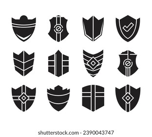 shield label and badge icons set