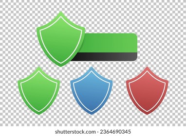 shield labels. green, blue, and red. vector .set collection