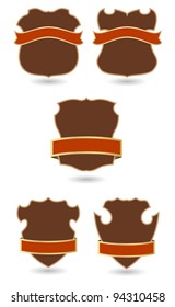 shield labels with ribbons