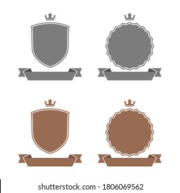 shield and lable banner with ribbon and crown