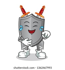 shield laughing loudly mascot vector cartoon illustration