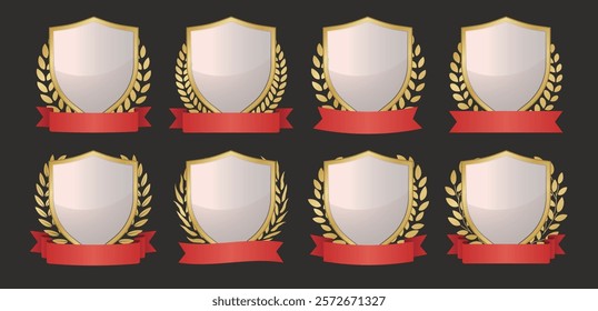 Shield laurel frame, gold shield and laurel frame
