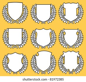 Golden Shield Laurel Wreath Stock Vector (Royalty Free) 73049032 ...