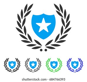 Shield Laurel Wreath flat vector pictograph. Colored shield laurel wreath gray, black, blue, green icon variants. Flat icon style for application design.
