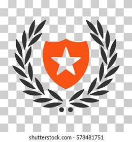 Shield Laurel Wreath icon. Vector illustration style is flat iconic bicolor symbol, orange and gray colors, transparent background. Designed for web and software interfaces.