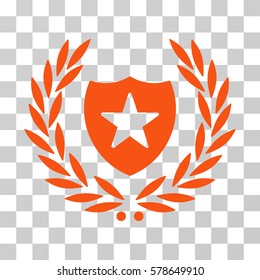 Shield Laurel Wreath icon. Vector illustration style is flat iconic symbol, orange color, transparent background. Designed for web and software interfaces.