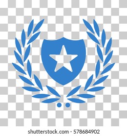 Shield Laurel Wreath icon. Vector illustration style is flat iconic symbol, cobalt color, transparent background. Designed for web and software interfaces.
