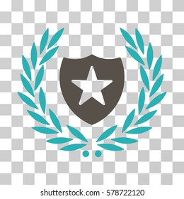 Shield Laurel Wreath icon. Vector illustration style is flat iconic bicolor symbol, grey and cyan colors, transparent background. Designed for web and software interfaces.