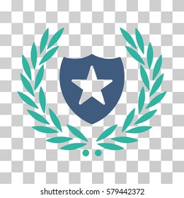 Shield Laurel Wreath icon. Vector illustration style is flat iconic bicolor symbol, cobalt and cyan colors, transparent background. Designed for web and software interfaces.