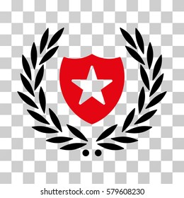 Shield Laurel Wreath icon. Vector illustration style is flat iconic bicolor symbol, intensive red and black colors, transparent background. Designed for web and software interfaces.