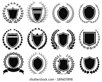shield with laurel wreath set