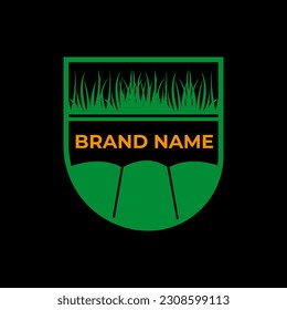 Shield lawn landscaping logo design