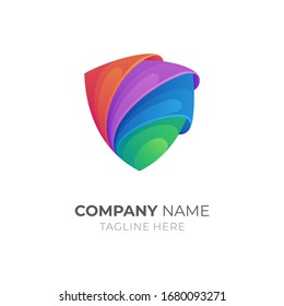 shield layer logo design, 3d gradient colorful logo style, Shielding icon vector