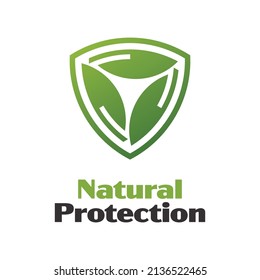 Shield leaf abstract Logo icon monogram design. Vector graphic design template element.