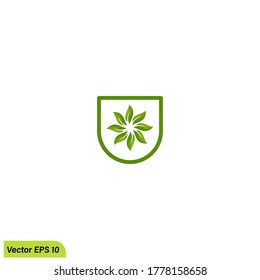 shield and leaf icon protect nature symbol simple design element logo template