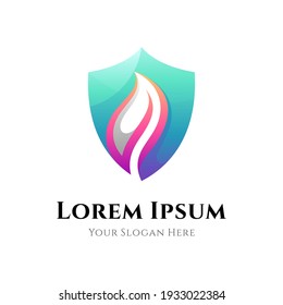 Shield leaf logo concept. Health care protection logo template