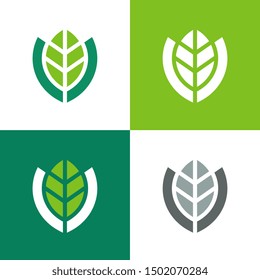 Shield with leaf logo design. Eco protect symbol - Vector