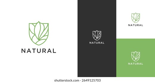 Shield leaf logo design inspiration 