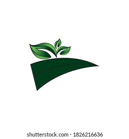 Shield leaf logo element, shield farm logo design template illustration
