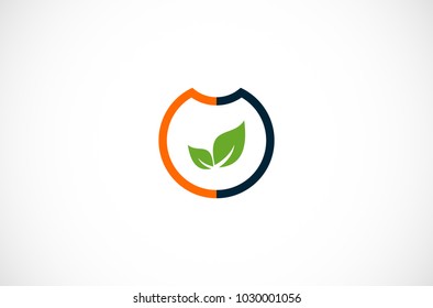 shield leaf logo vector