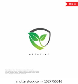 Shield Leaf modern Logo icon monogram design. Vector graphic design template element. eps10