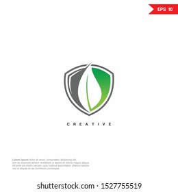 Shield leaf modern Logo icon monogram design. Vector graphic design template element.