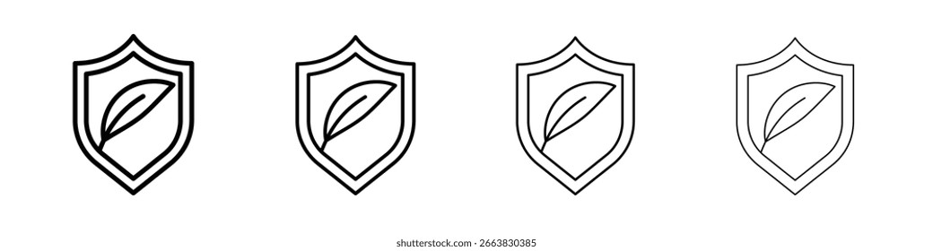 Escudo con el símbolo de la ilustración del icono de las hojas colección de la muestra. símbolo o logotipo del Vector.