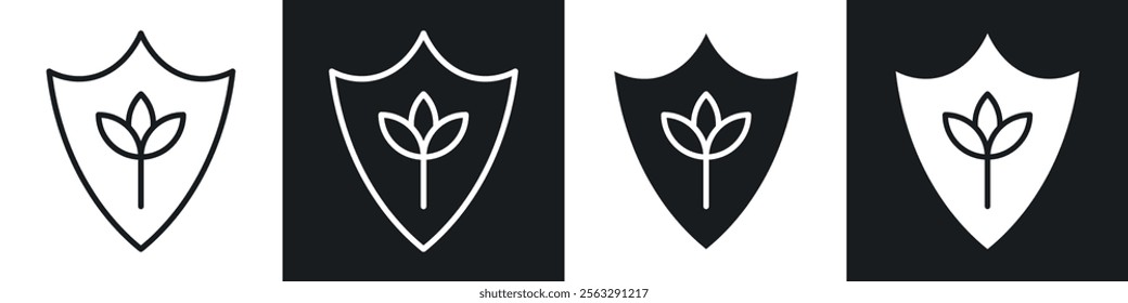 Shield with leafs icon pack for app and website ui designs.