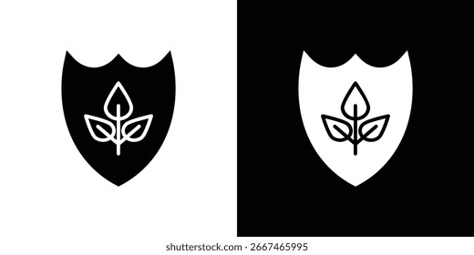 Shield with leafs icon symbol collection. Flat vector stock illustration.