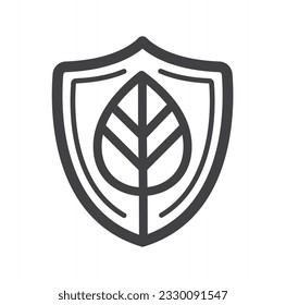 Shield with leafs icon, vector, sign.
