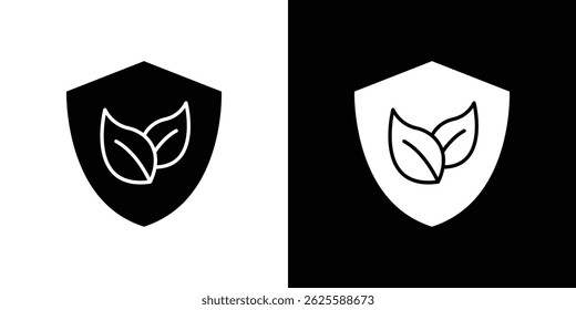 Shield with leafs icon vector, solid logo illustration, pictogram