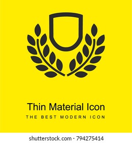 Shield with leaves bright yellow material minimal icon or logo design