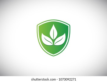 shield with leaves, leaves inside shield