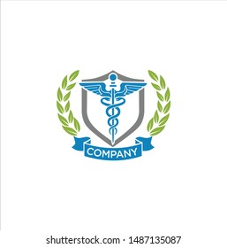 Shield Leaves Medical Logo Icon Symbol