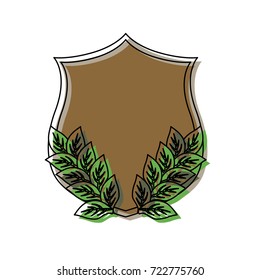 shield with leaves  vector illustration